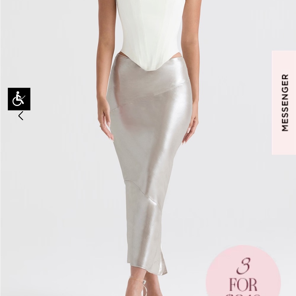 House of CB champagne midi skirt